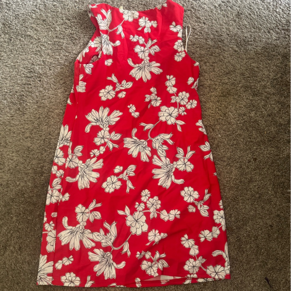 Aryeh Red Asymmetrical A-Line Midi Dress